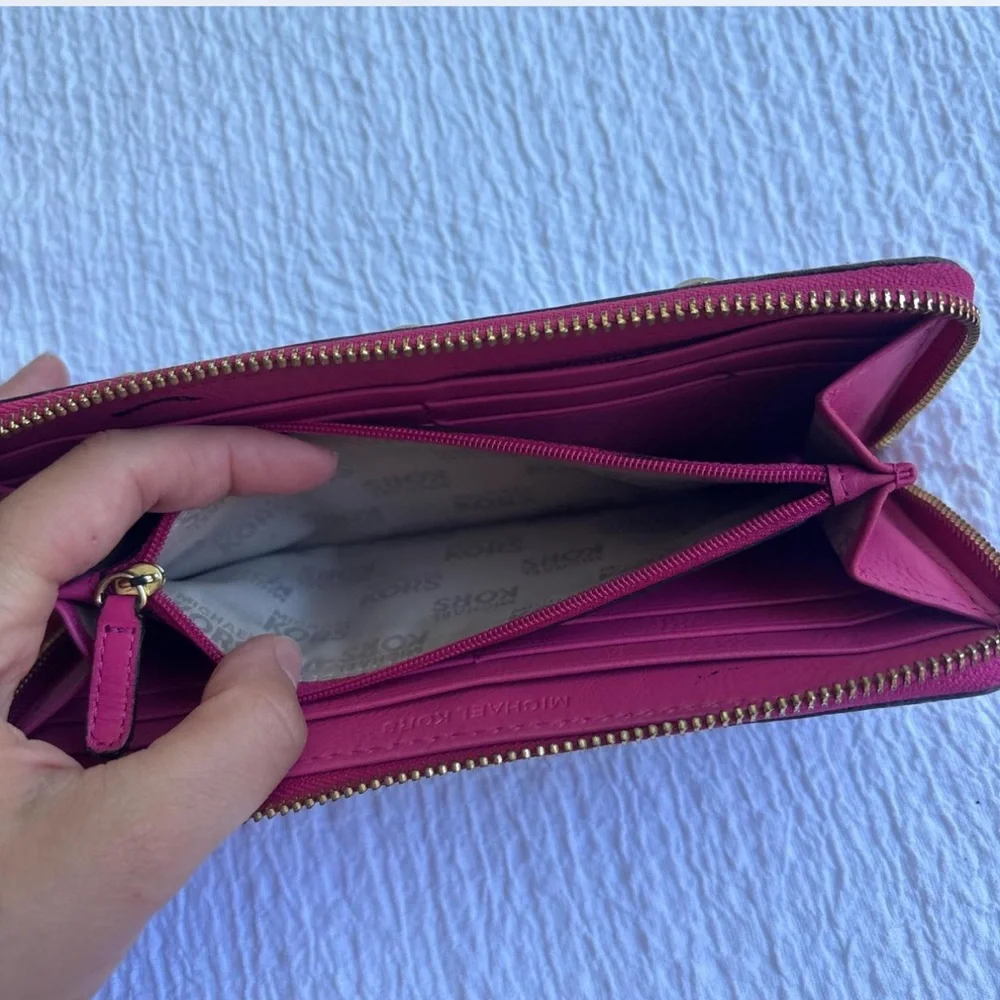 Michael Kors Fuchsia and Brown Logo Wallet - Picture 8 of 8